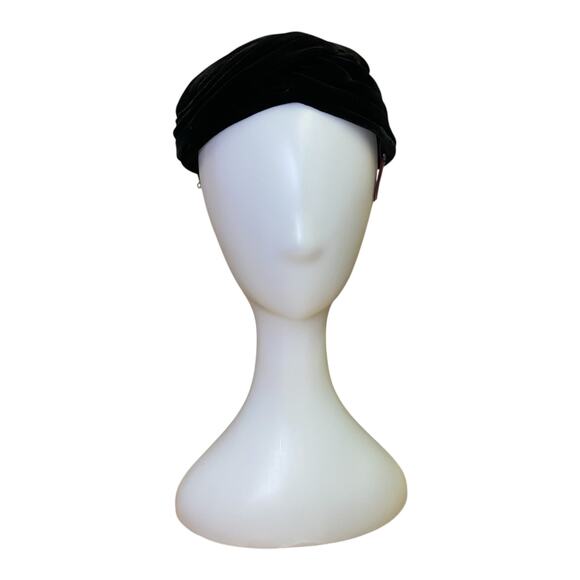 1950s Vintage Black Velvet Satin Cocktail Hat Christine Original Tilt Hat main image 8